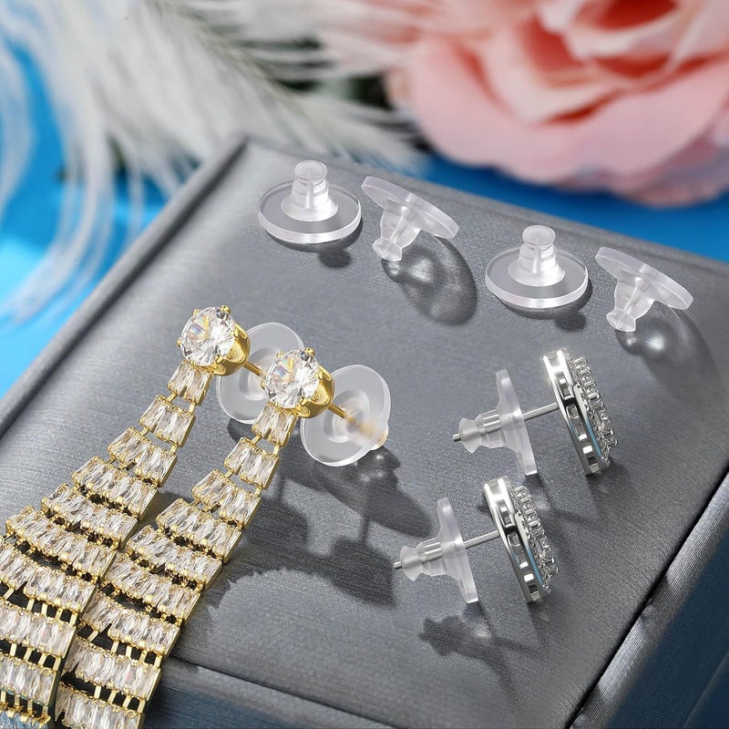 Formulen Earring Backs Rubber,100 PCS Soft Clear Earring Backs for Studs,Hypoallergenic Silicone Earrings Backs Replacement Safety Back Stoppers - Image 3